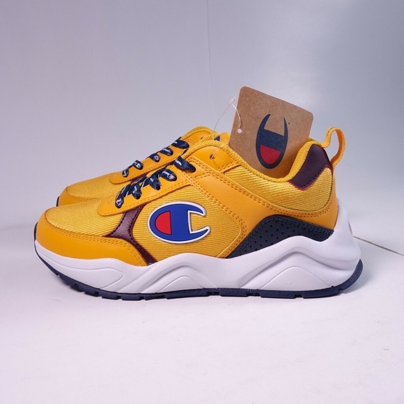 NEW Champion 93Eighteen Block Sneakers Gold/Burgundy - Picture 3 of 7